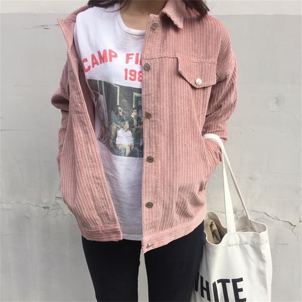 short design college wind loose causal solid corduroy long sleeve female jackets y200101, Black;brown
short design college wind loose causal solid corduroy long sleeve female jackets y200101, Black;brown