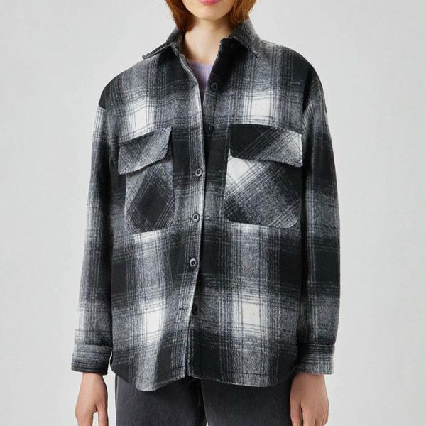 kumsvag women autumn vintage loose jackets coats 2021 long sleeve pockets plaid fashion street female jacket outerwear 9920, Black;brown
kumsvag women autumn vintage loose jackets coats 2021 long sleeve pockets plaid fashion street female jacket outerwear 9920, Black;brown