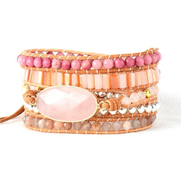 women beads leather natural stones pink quartz crystal 5 strands woven wrap bracelets bohemian bracelet dropship y200807, Black
women beads leather natural stones pink quartz crystal 5 strands woven wrap bracelets bohemian bracelet dropship y200807, Black