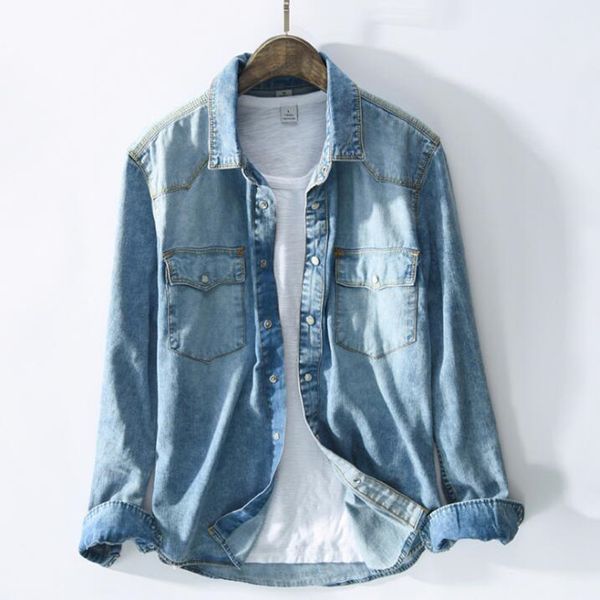 2021 spring autumn men denim long sleeve soft 100% cotton jeans thin shirt cowboy km2t, White
2021 spring autumn men denim long sleeve soft 100% cotton jeans thin shirt cowboy km2t, White