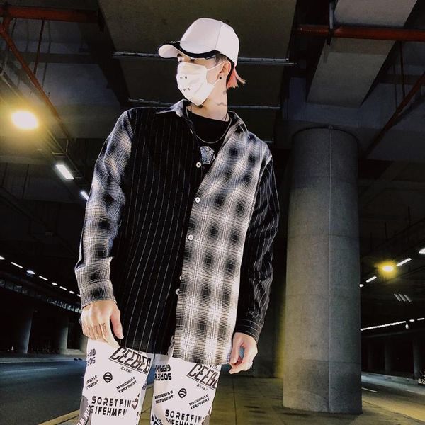 men's casual shirts causal patchwork men long sleeve button spring autumn homme streetwear fashion camisa youth style printed clothin, White;black
men's casual shirts causal patchwork men long sleeve button spring autumn homme streetwear fashion camisa youth style printed clothin, White;black
