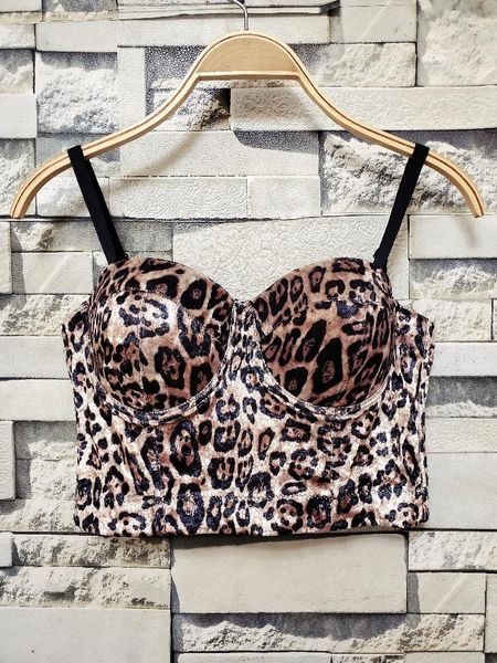 women leopard print velvet short bustier crop outside wearing sleeveless high waist corset camis k487, White
women leopard print velvet short bustier crop outside wearing sleeveless high waist corset camis k487, White