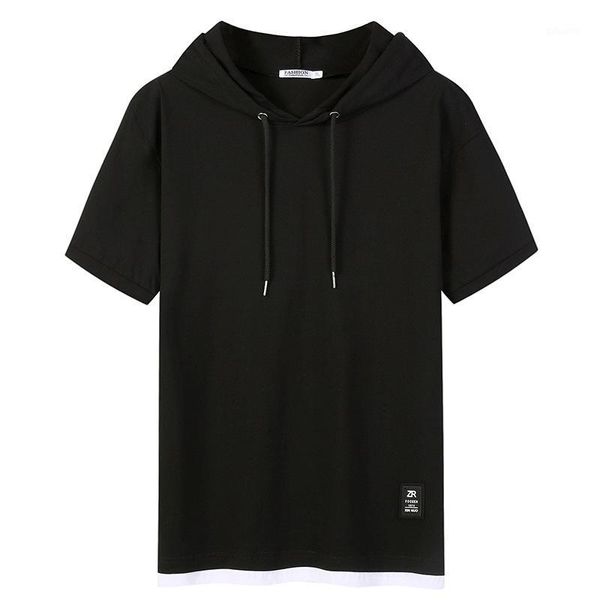 2020 short-sleeved t-shirt men's hooded casual loose summer new solid color stitching fake two-piece cotton hooded t-shirt1, White;black
2020 short-sleeved t-shirt men's hooded casual loose summer new solid color stitching fake two-piece cotton hooded t-shirt1, White;black