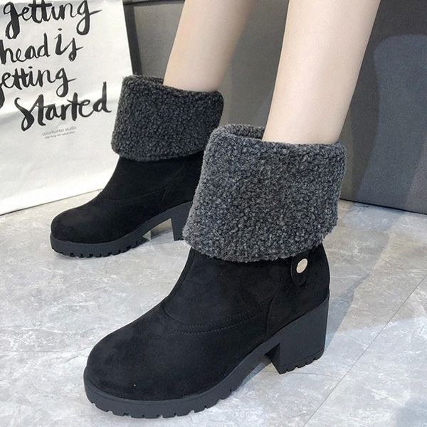 lucyever faux suede short plush warm snow boots women 2020 slip on high heels mid calf boots woman platform winter shoes ladies #ms4v, Black
lucyever faux suede short plush warm snow boots women 2020 slip on high heels mid calf boots woman platform winter shoes ladies #ms4v, Black