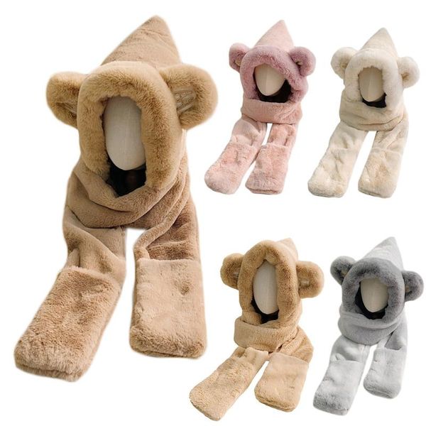 winter 3 in 1 fluffy plush warm hooded long scarf hat animal print earflap cap 83xf, Blue;gray
winter 3 in 1 fluffy plush warm hooded long scarf hat animal print earflap cap 83xf, Blue;gray