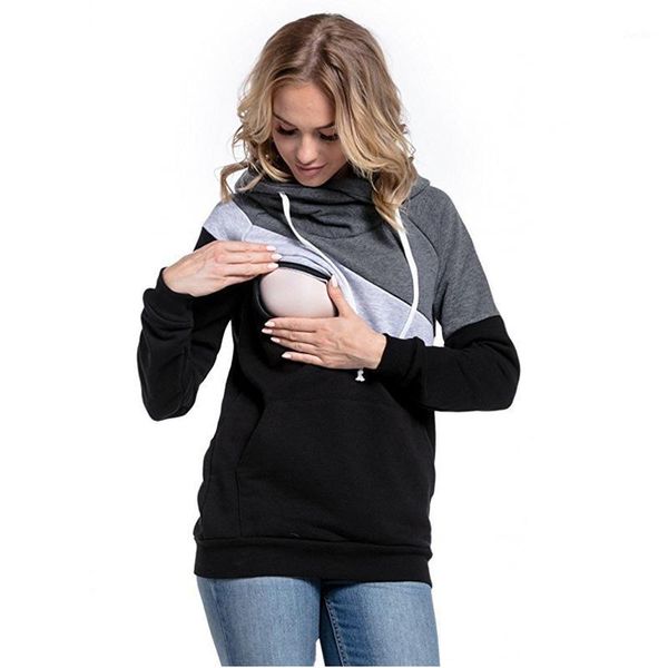 plus size pregnancy nursing long sleeve maternity clothes hooded breastfeeding patchwork sweatshirts for pregnant women1, Black 
plus size pregnancy nursing long sleeve maternity clothes hooded breastfeeding patchwork sweatshirts for pregnant women1, Black