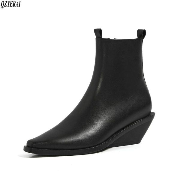 boots autumn/winter 2021 genuine leather women's fashion wedge black cowhide shoes
boots autumn/winter 2021 genuine leather women's fashion wedge black cowhide shoes