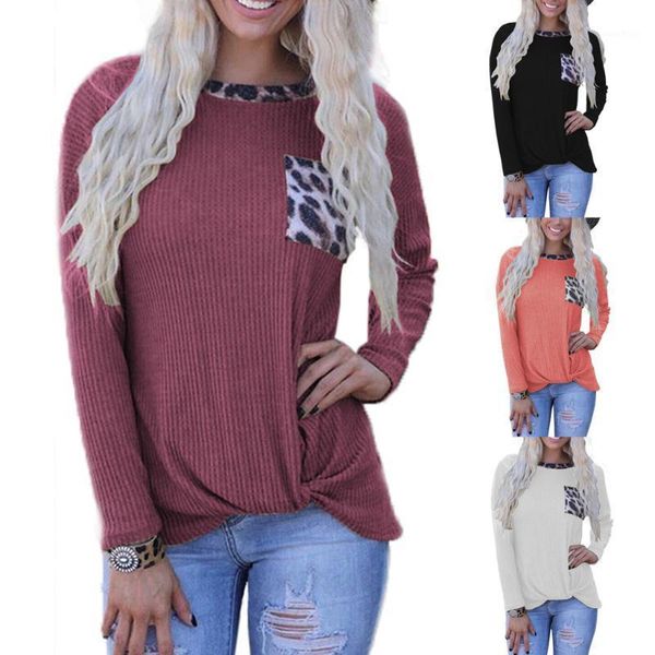 women leopard printed patchwork pocket long sleeve pullover casual blouse 1, White
women leopard printed patchwork pocket long sleeve pullover casual blouse 1, White