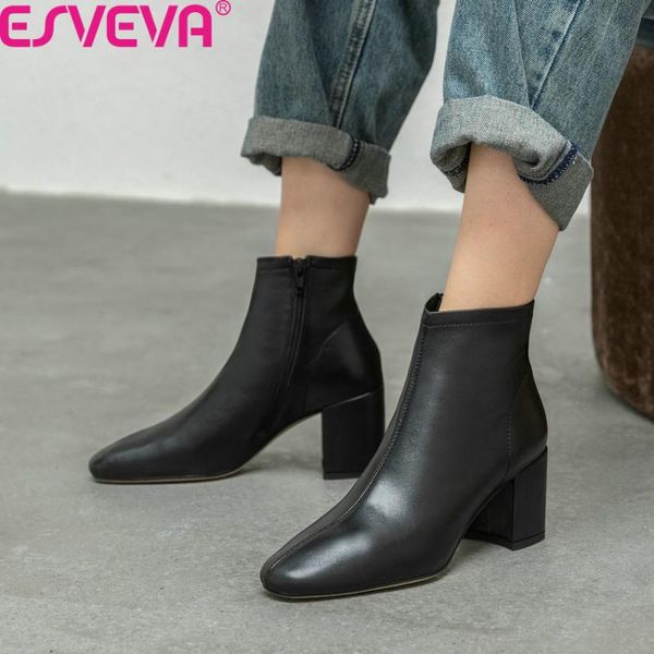 esveva 2021 sheepskin zipper fashion ankle boots square high heel women shoes autumn winter round toe ladies pumps big size34-43, Black
esveva 2021 sheepskin zipper fashion ankle boots square high heel women shoes autumn winter round toe ladies pumps big size34-43, Black