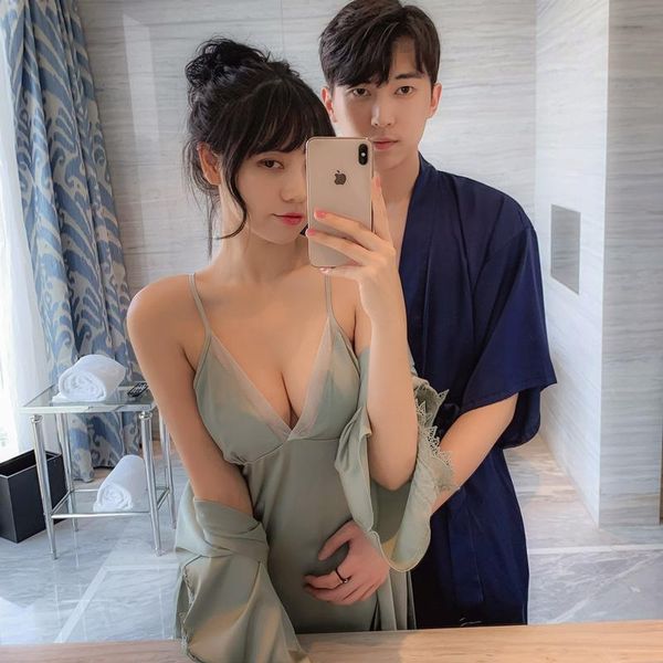 women's sleepwear lovers silk satin wedding nightgown female nightdress with chest cushion v-neck suspender dress men morning gown el, Black;red
women's sleepwear lovers silk satin wedding nightgown female nightdress with chest cushion v-neck suspender dress men morning gown el, Black;red