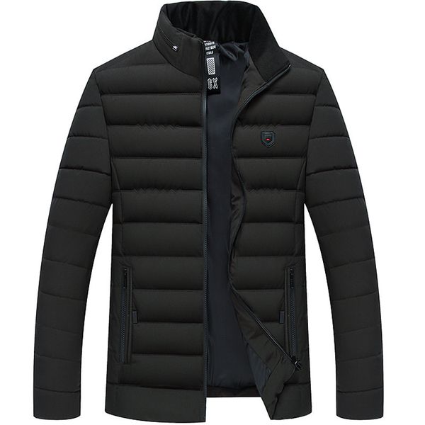 winter down middle aged thickened collar cotton padded jacket men's coat, Black 
winter down middle aged thickened collar cotton padded jacket men's coat, Black