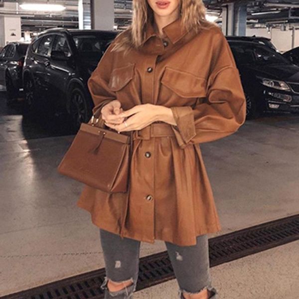 hadara solid turn down collar coats women fashion brown pu leather jackets women elegant tie belt waist coats female ladies gc, Black
hadara solid turn down collar coats women fashion brown pu leather jackets women elegant tie belt waist coats female ladies gc, Black