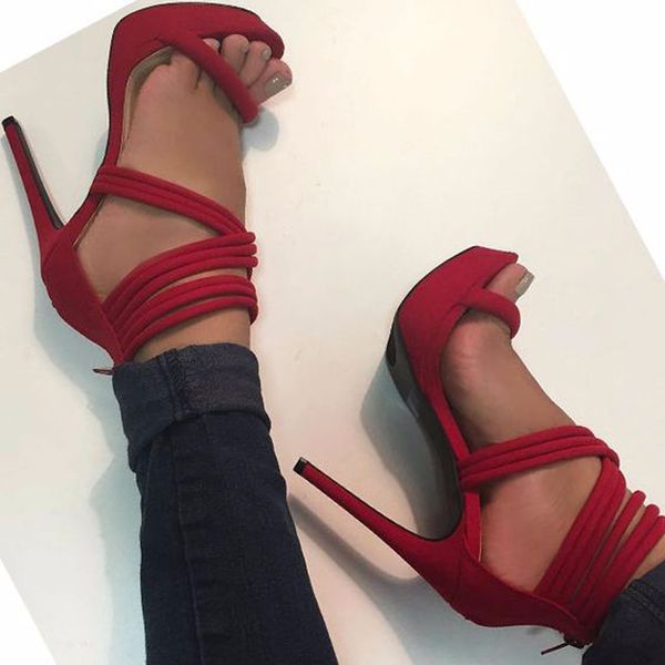 woman open-toed red suede leather cross combined high platform ankle strap gladiator straps shoes sandals, Black
woman open-toed red suede leather cross combined high platform ankle strap gladiator straps shoes sandals, Black
