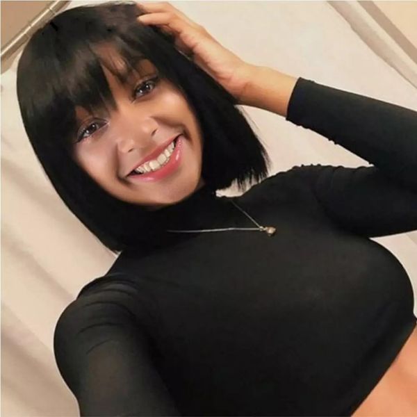 short bob human hair wigs indian straight wigs machine wig with bangs short cut no lace wigs for black women, Black;brown
short bob human hair wigs indian straight wigs machine wig with bangs short cut no lace wigs for black women, Black;brown