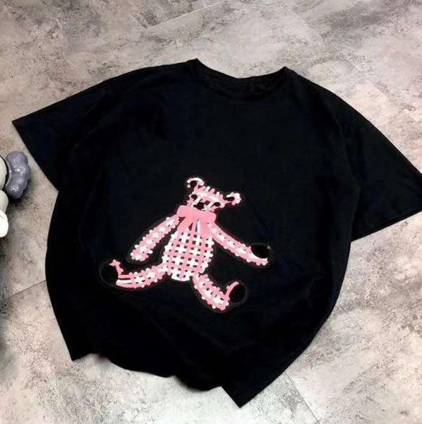 2020 new fashion by style embroidery pink check bear loose show thin cotton t-shirt short sleeve women's lovers wear, White
2020 new fashion by style embroidery pink check bear loose show thin cotton t-shirt short sleeve women's lovers wear, White