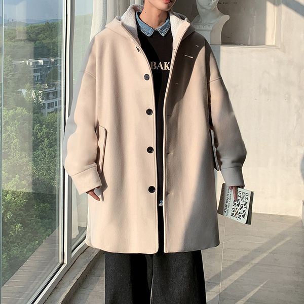 wool overcoat men's new mid long windbreaker in autumn and winter, Tan;black
wool overcoat men's new mid long windbreaker in autumn and winter, Tan;black