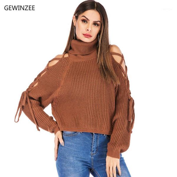 gewinzee knitted turtleneck pullover women's sweaters bandage strapless short sweter hollow out sleeve jumper pull femme1, White;black
gewinzee knitted turtleneck pullover women's sweaters bandage strapless short sweter hollow out sleeve jumper pull femme1, White;black