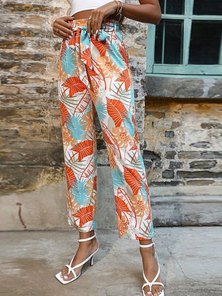 tropical print paperbag waist belted pants n3ij#, Black;white
tropical print paperbag waist belted pants n3ij#, Black;white