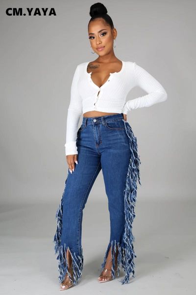 women's jeans cm.yaya tassel side splicing washed denim pants women retro straight trousers streetwear high waist lady, Blue
women's jeans cm.yaya tassel side splicing washed denim pants women retro straight trousers streetwear high waist lady, Blue