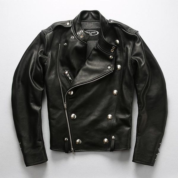 men's leather & faux 2021 men's vintage genuine rivet double breasted black jacket male thick soft cowhide coats large size 4xl1
men's leather & faux 2021 men's vintage genuine rivet double breasted black jacket male thick soft cowhide coats large size 4xl1