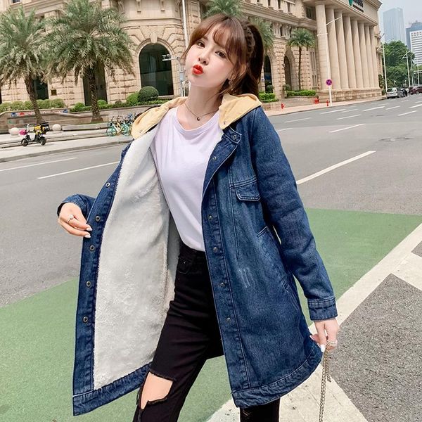 autumn winter women long denim jacket coat plus size plush thickened denim coat streetwear women's mid-length loose jacket women, Black
autumn winter women long denim jacket coat plus size plush thickened denim coat streetwear women's mid-length loose jacket women, Black
