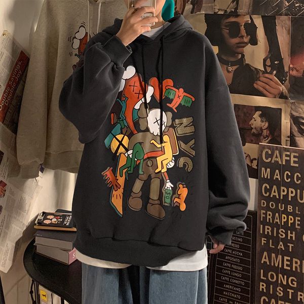 hip-hop 2021 new male hoodie autumn clothes loose joker long sport bf jacket in harbor wind i98w, Black 
hip-hop 2021 new male hoodie autumn clothes loose joker long sport bf jacket in harbor wind i98w, Black