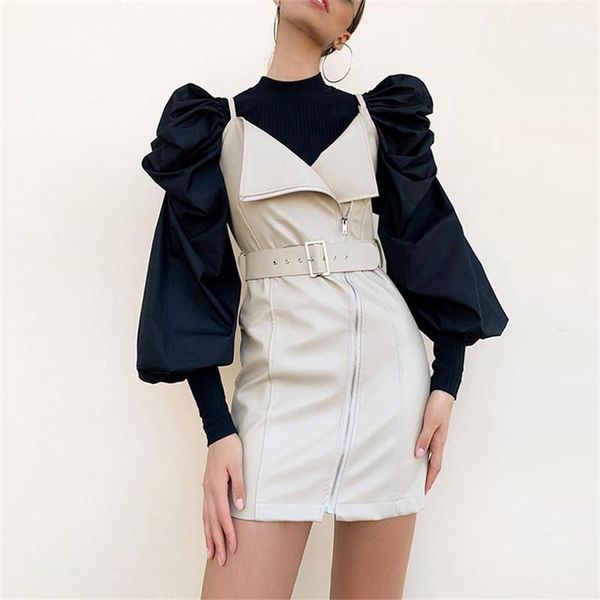 2020 long puff sleeve patchwork knitted slim autumn winter women fashion party elegant streetwear and blouse1, White
2020 long puff sleeve patchwork knitted slim autumn winter women fashion party elegant streetwear and blouse1, White