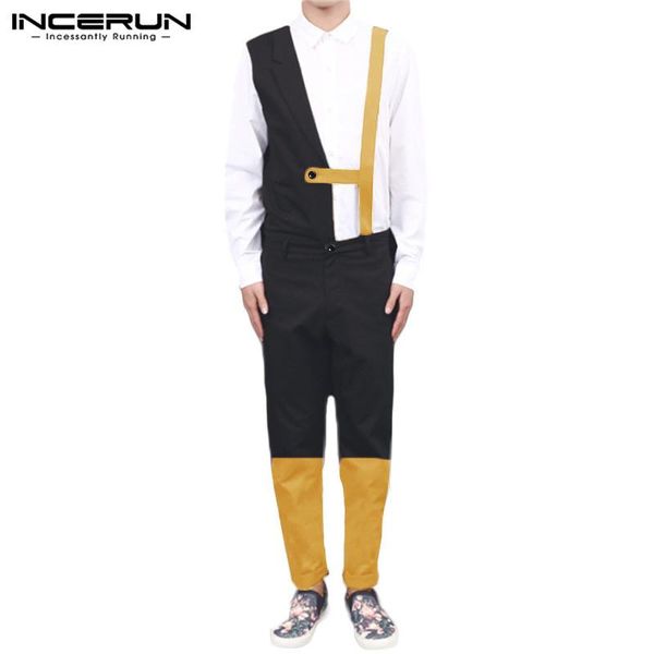 men's pants incerun men jumpsuits patchwork streetwear korean button sleeveless irregular romper fashion party club overalls s-5xl, Black
men's pants incerun men jumpsuits patchwork streetwear korean button sleeveless irregular romper fashion party club overalls s-5xl, Black