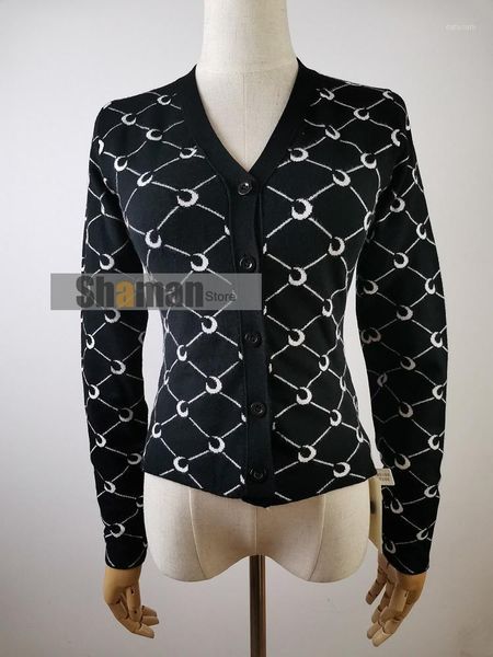 luxury designer black white knitwear crescent jacquard women's long-sleeved slim fit v-neck knitted cardigan sweater jumpers s-l1 
luxury designer black white knitwear crescent jacquard women's long-sleeved slim fit v-neck knitted cardigan sweater jumpers s-l1