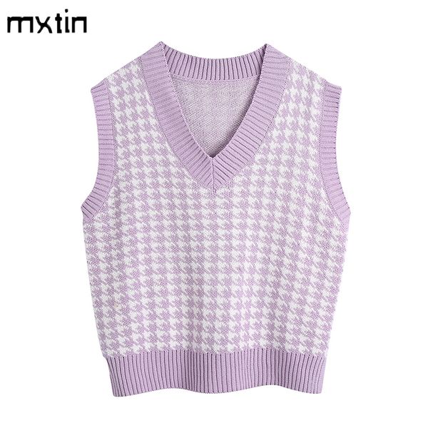 women fashion oversized knitted vest sweater v neck sleeveless houndstooth loose female waistcoat chic 201203, White;black
women fashion oversized knitted vest sweater v neck sleeveless houndstooth loose female waistcoat chic 201203, White;black