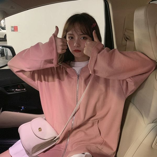 spring autumn women harajuku sweatshirts korean chic drop shoulder solid color zipper loose hooded simple clothing for student t200525, Black
spring autumn women harajuku sweatshirts korean chic drop shoulder solid color zipper loose hooded simple clothing for student t200525, Black