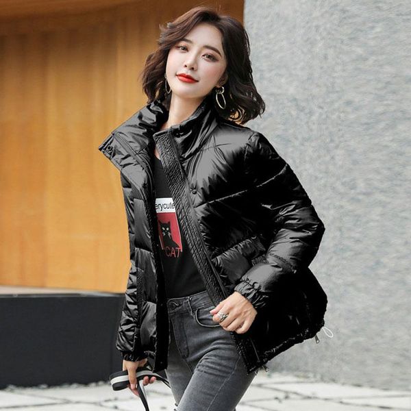 short glossy winter thick coat 2021 women fashion stand collar padded jacket plus size loose cotton jackets female parkas dh212, Black
short glossy winter thick coat 2021 women fashion stand collar padded jacket plus size loose cotton jackets female parkas dh212, Black