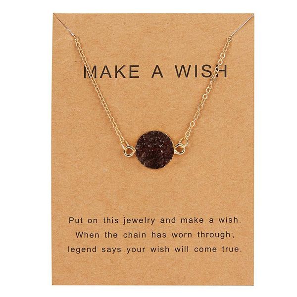 rinhoo wish card jewelry gift round pendant necklace natural stone quartz druzy stone link chain necklace for women collars wmtsjq, Silver
rinhoo wish card jewelry gift round pendant necklace natural stone quartz druzy stone link chain necklace for women collars wmtsjq, Silver
