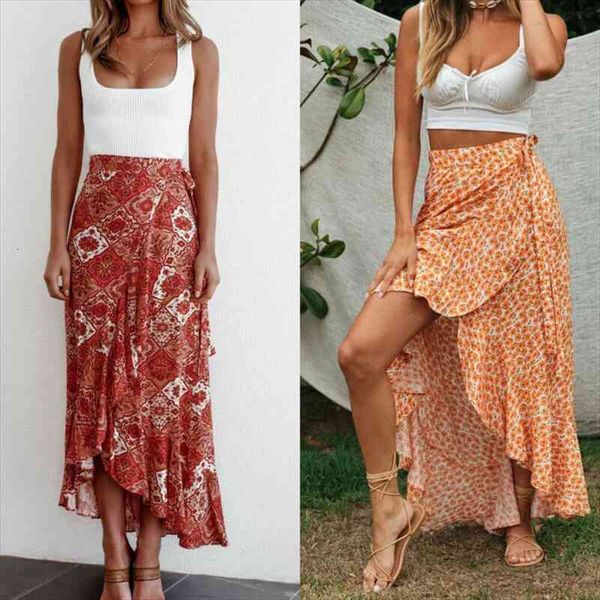 fashion trend women floral high waist ruffled long skirts split bandage loose boho beach summer party holiday wrap buttoms, Black
fashion trend women floral high waist ruffled long skirts split bandage loose boho beach summer party holiday wrap buttoms, Black