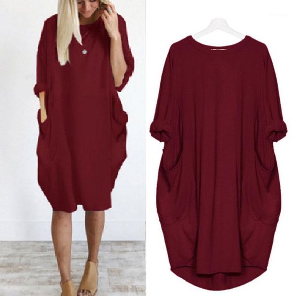 casual dresses summer loose t-shirt long women o-neck sleeve midi dress with pocket solid color streetwear vestidos 1, Black;gray
casual dresses summer loose t-shirt long women o-neck sleeve midi dress with pocket solid color streetwear vestidos 1, Black;gray