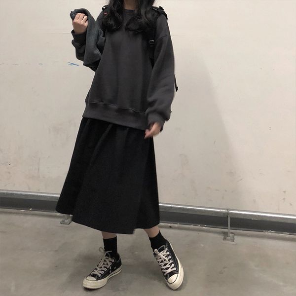 2 colors midi skirt women solid color long skirts female vintage style elastic waist high waist a line skirts womens (x942) q1209, Black
2 colors midi skirt women solid color long skirts female vintage style elastic waist high waist a line skirts womens (x942) q1209, Black