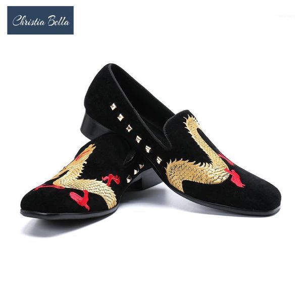 christia bella new style handmade men loafers with dragon embroidery leather insole slip-on fashion party and wedding men shoes1, Black
christia bella new style handmade men loafers with dragon embroidery leather insole slip-on fashion party and wedding men shoes1, Black