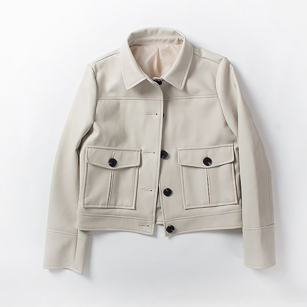 2021 new women fall from the single soft jacket breasted female leather 1stf, Black
2021 new women fall from the single soft jacket breasted female leather 1stf, Black