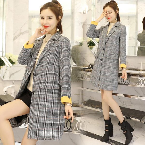 new autumn female long section casual plaid blazer women gray suit blazer jacket work office long sleeve business suit coat, White;black
new autumn female long section casual plaid blazer women gray suit blazer jacket work office long sleeve business suit coat, White;black