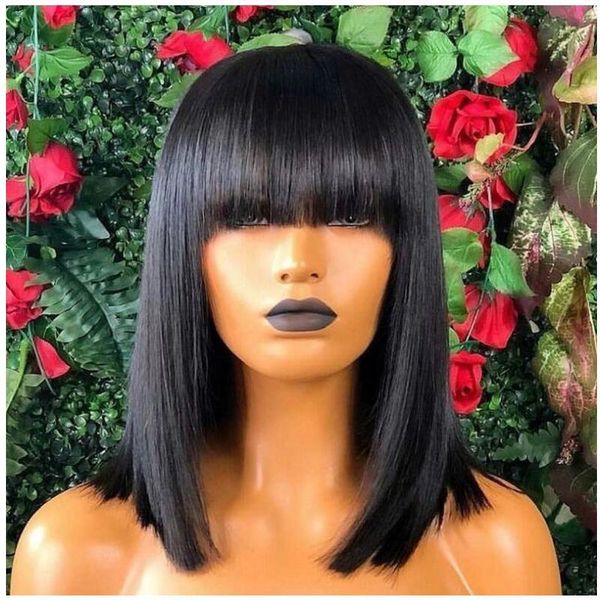 magic love short bob lace front wigs human hair wigs with bangs natural color brazilian bang straight for women, Black;brown
magic love short bob lace front wigs human hair wigs with bangs natural color brazilian bang straight for women, Black;brown