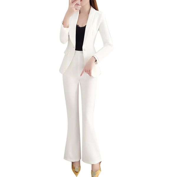 2020 new womens ol 2 piece set flare trouser suits for office ladies white pants suit women stylish work business pantsuit q1215
2020 new womens ol 2 piece set flare trouser suits for office ladies white pants suit women stylish work business pantsuit q1215