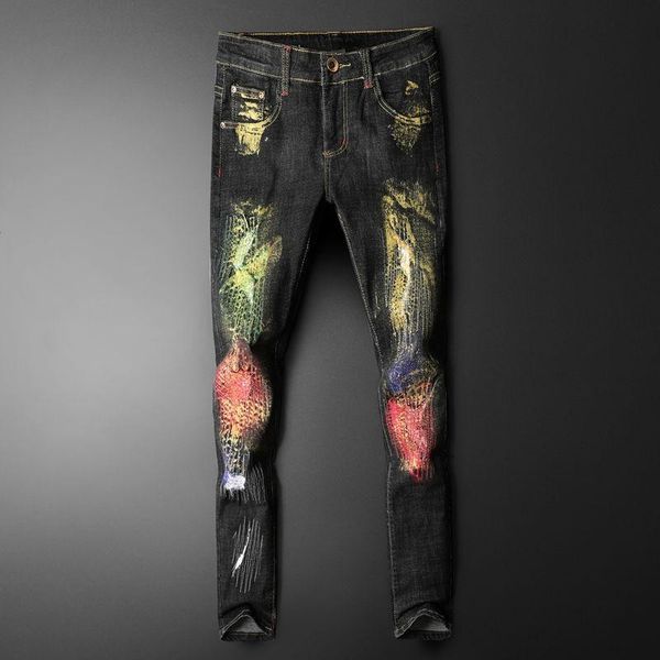 men's jeans 2021 graffiti spray painting personalized hole denim men designer pantalones vaqueros jean calca masculina, Blue
men's jeans 2021 graffiti spray painting personalized hole denim men designer pantalones vaqueros jean calca masculina, Blue