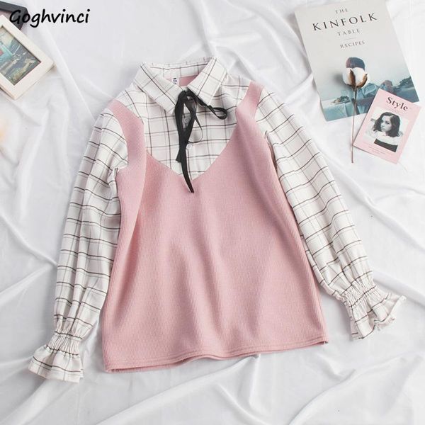 shirts women single breasted bow korean style leisure fashion patchwork plaid students streetwear womens casual all-match spring, White
shirts women single breasted bow korean style leisure fashion patchwork plaid students streetwear womens casual all-match spring, White