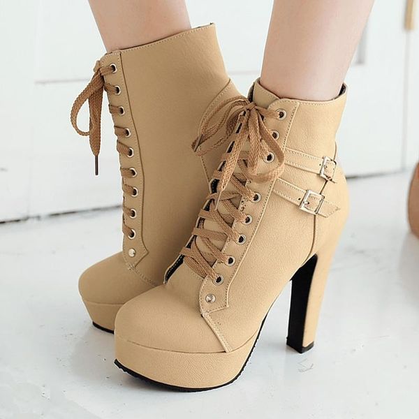 boots aiweiyi ankle for woman round toe square high heels lace up platform shoes buckle short ladies footwear, Black
boots aiweiyi ankle for woman round toe square high heels lace up platform shoes buckle short ladies footwear, Black