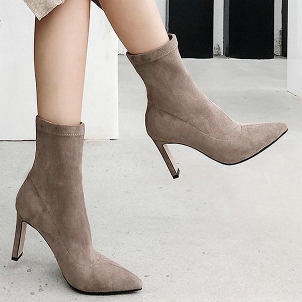 boots eshtonshero women ankle shoe woman super square high heels flock pointed toe elegant ladies motorcycle sock size 3-8, Black
boots eshtonshero women ankle shoe woman super square high heels flock pointed toe elegant ladies motorcycle sock size 3-8, Black