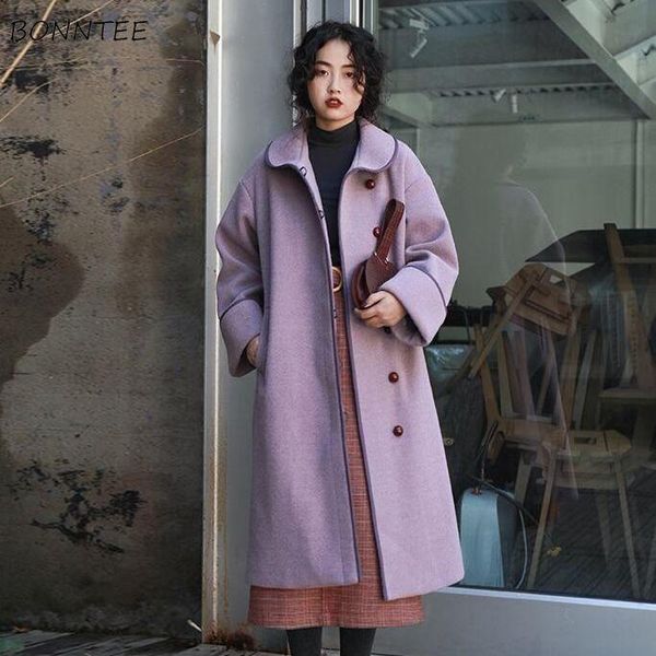 women wool blends sweet thick single breasted fashion warm solid girls chic korean style new ulzzang leisure all-match outwear, Black
women wool blends sweet thick single breasted fashion warm solid girls chic korean style new ulzzang leisure all-match outwear, Black