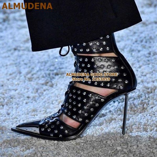 almudena punk style steel tip toe rivets ankle boots pointed toe thin metal heel booties metal decorated studded pumps dropship, Black
almudena punk style steel tip toe rivets ankle boots pointed toe thin metal heel booties metal decorated studded pumps dropship, Black