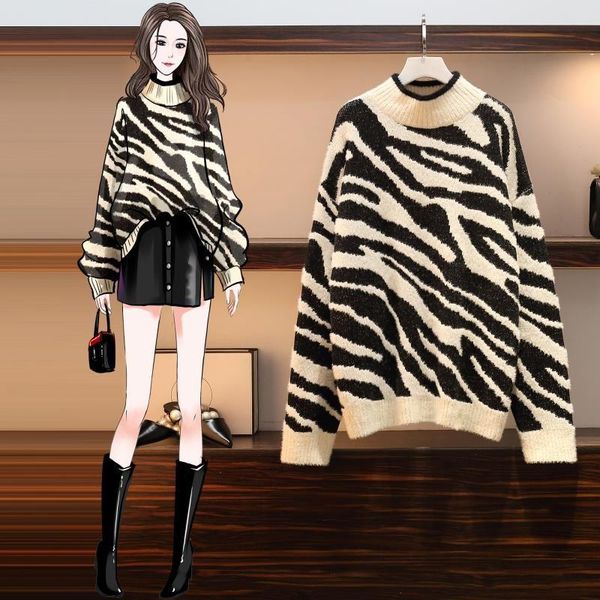 women's sweaters vintage casual loose lazy style zebra pattern sweater female korean harajuku clothing for women pullovers 2021, White;black
women's sweaters vintage casual loose lazy style zebra pattern sweater female korean harajuku clothing for women pullovers 2021, White;black