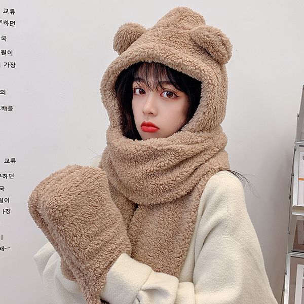 new bear ear hat lady autumn and winter plush scarf hooded gloves one lovely versatile warm tide, Blue;gray
new bear ear hat lady autumn and winter plush scarf hooded gloves one lovely versatile warm tide, Blue;gray