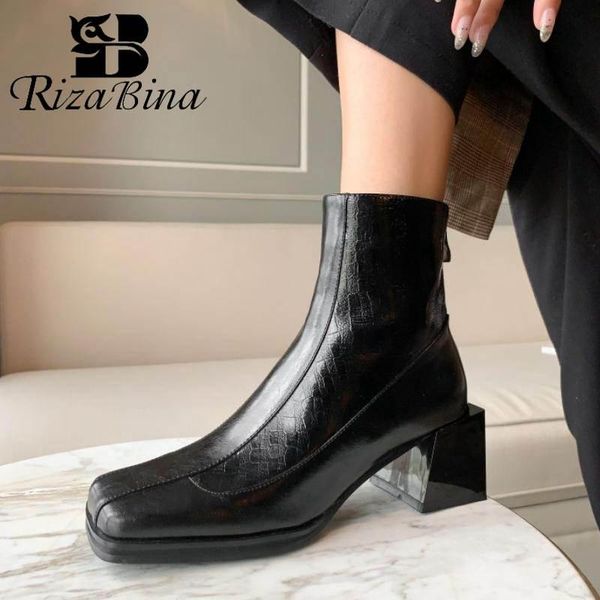 rizabina ankle boots for women genuine leather vintage square toe short boots fashion zipper black high heel size 34-40
rizabina ankle boots for women genuine leather vintage square toe short boots fashion zipper black high heel size 34-40